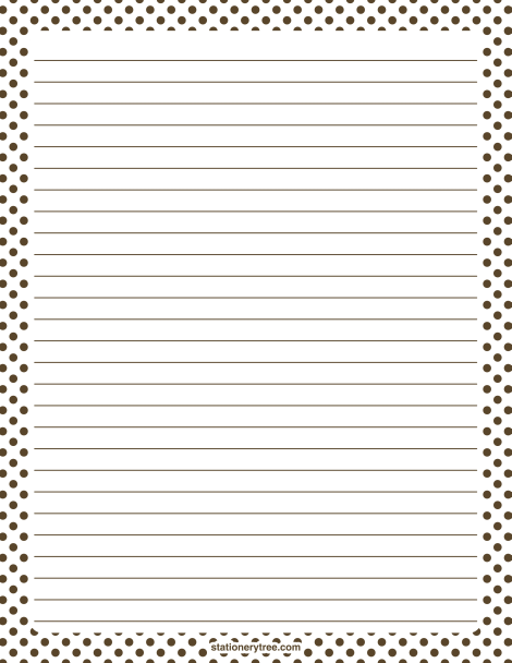 printable brown and white polka dot stationery