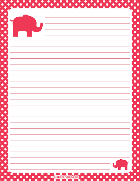 Lined and Blank Elephant Printable Letter Paper Set Hand-painted Watercolor PDF Stationery Writing Sheet Digital Animal Paper Download
