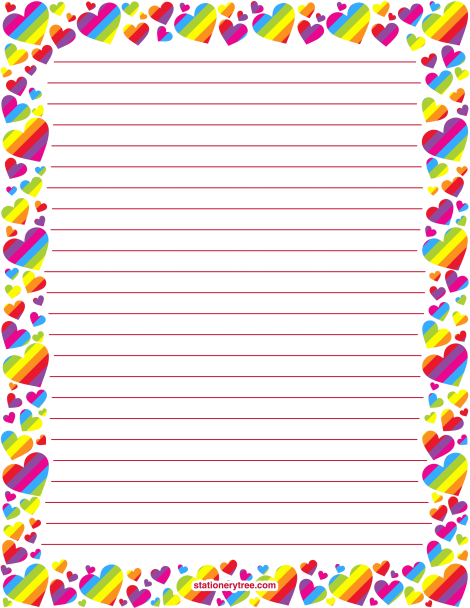 Printable Rainbow Heart Stationery